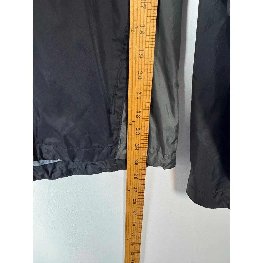 Gorpcore Columbia Mens Small Windbreaker Jacket Black Grey Hooded Full Zip‎